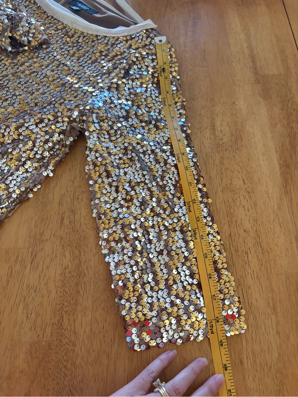 NWOT - Kris Jenner Kollection  Gold Sequin Scoop-Neck Tunic - Picture 13 of 15